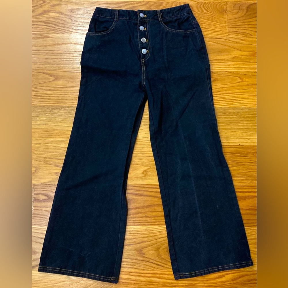 Wild Honey Button up high waisted wide legged jeans